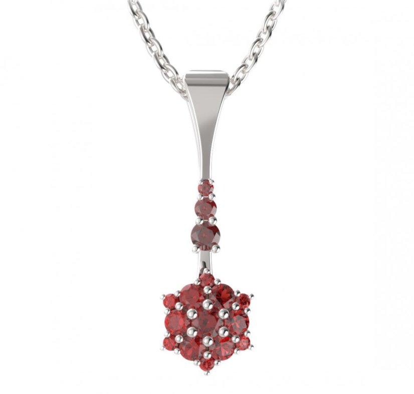 BG přívěs kruhového tvaru 539-B Stříbro 925 - rhodium Granát