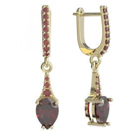BG náušnice s kapkovitým kamenem 637 Stříbro 925 - pozlacené Granát