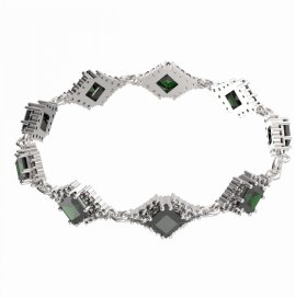 BG náramek 427 Stříbro 925 - rhodium Vltavín a  kubický zirkon