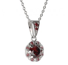 BG přívěs kulatý 993-1 Stříbro 925 - rhodium Granát