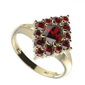 BG prsten oválný 422-V Stříbro 925 - pozlacené Granát