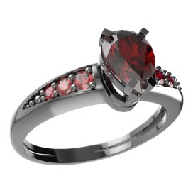 BG prsten kapkovitý kámen 495-J Stříbro 925 - ruthenium (30-90dní) Granát