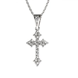 BG zlatý diamantový přívěšek křížek 255 Bílé zlato - 585 Diamant lab-grown