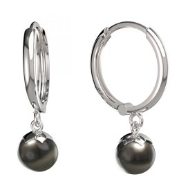 BG zlaté náušnice 561 s černou perlou Bílé zlato - 585 Tahiti perla