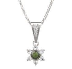 BG přívěšek 978 Stříbro 925 - rhodium Vltavín a  kubický zirkon