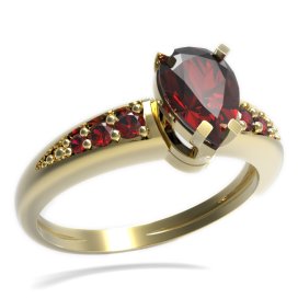 BG prsten kapkovitý kámen 495-J Stříbro 925 - pozlacené Granát
