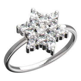 BeKid dětský prsten hvězdička 090 Bílé zlato - 585 Bílý kubický zirkon