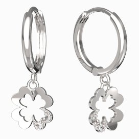 BG zlaté náušnice čtyřlístek 1171 Bílé zlato - 585 Diamant
