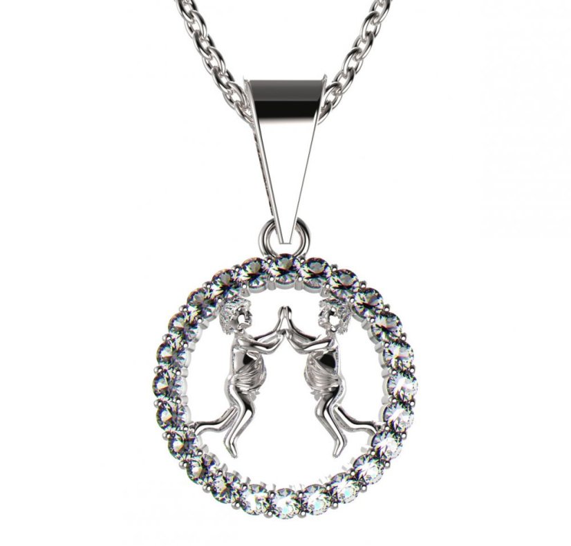BeKid dětský zlatý přívěsek 052 blíženci Bílé zlato - 585 Diamant