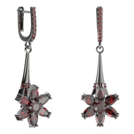 BG náušniceve tvaru hvězdy 520-C91 Stříbro 925 - ruthenium (30-90dní) Granát