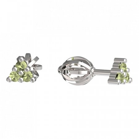 BeKid, Gold kids earrings -773 - Switching on: Screw, Metal: White gold 585, Stone: Green cubic zircon