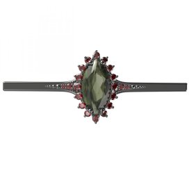 BG brož 513K Stříbro 925 - ruthenium (30-90dní) Vltavín a granát