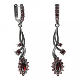 BG náušnice s centrálním oválným kamenem 504-P93 Stříbro 925 - ruthenium (30-90dní) Granát