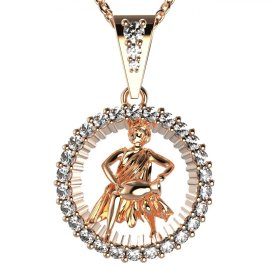 Zlatý přívěsek znamení Vodnář s lab-grown diamantem, růžové zlato 585 – 045 (Zd14045B2)