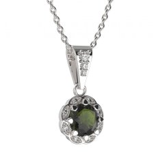 BG přívěs kulatý 993-2 Stříbro 925 - rhodium Vltavín a  kubický zirkon