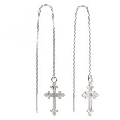 BG zlaté náušnice křížek 1109 Bílé zlato - 585 Diamant