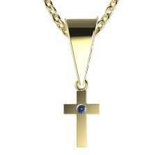 BG zlatý přívěšek křížek 1105 Žluté zlato - 585 Světle modrý kubický zirkon