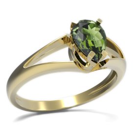 BG prsten kapkovitý kámen 495-V Žluté zlato - 585 Vltavín