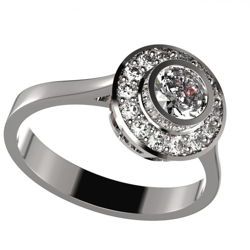 BG zlatý prstýnek 754 Bílé zlato - 585 Diamant
