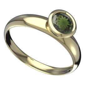 BG vltavínový prsten 557T Žluté zlato - 585 Vltavín
