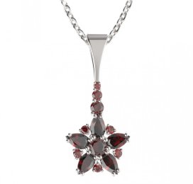 BG přívěs ve tvaru hvězdy 521-B Stříbro 925 - rhodium Granát