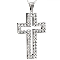 BG zlatý přívěšek křížek 238 Bílé zlato - 585 Diamant
