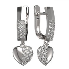 BG zlaté náušnice srdíčko 865 Bílé zlato - 585 Diamant