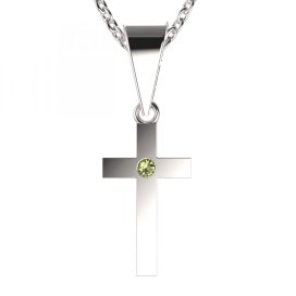 BG zlatý přívěšek křížek 1104 Bílé zlato - 585 Zelený kubický zirkon