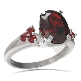 BG prsten s oválným kamenem 493-U Stříbro 925 - rhodium Granát