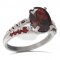 BG prsten s oválným kamenem 493-G - Kov: Stříbro 925 - rhodium, Kámen: Vltavín a granát