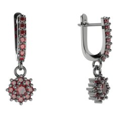 BG kulaté náušnice 320-84 Stříbro 925 - ruthenium (30-90dní) Granát