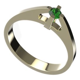 BG zlatý prstýnek 771 Žluté zlato - 585 Zelený kubický zirkon