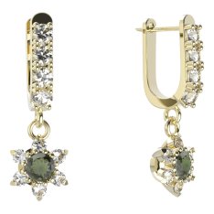 BG  náušnice 978 Stříbro 925 - pozlacené Vltavín a  kubický zirkon