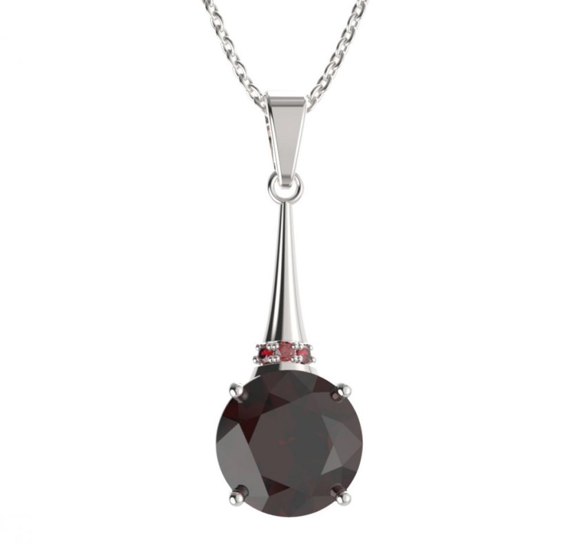 BG přívěs kruhového tvaru 475-C Stříbro 925 - rhodium Granát
