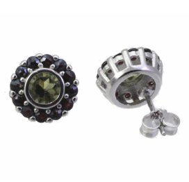 BG granátové náušnice - 749 03 Bílé zlato - 585 Granát