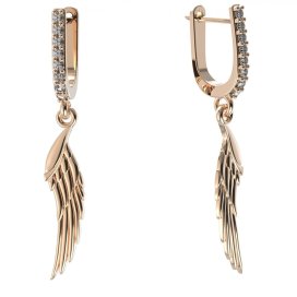 BG zlaté náušnice Křídla 1357 Růžové zlato 585 (30-90dní) Bílý kubický zirkon