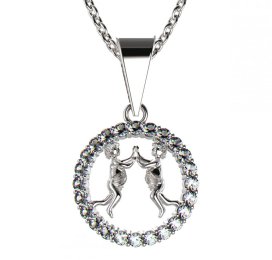BeKid dětský zlatý přívěsek 052 blíženci Bílé zlato - 585 Diamant