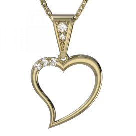 BG zlatý diamantový přívěšek srdíčko 1266 Žluté zlato - 585 Diamant lab-grown