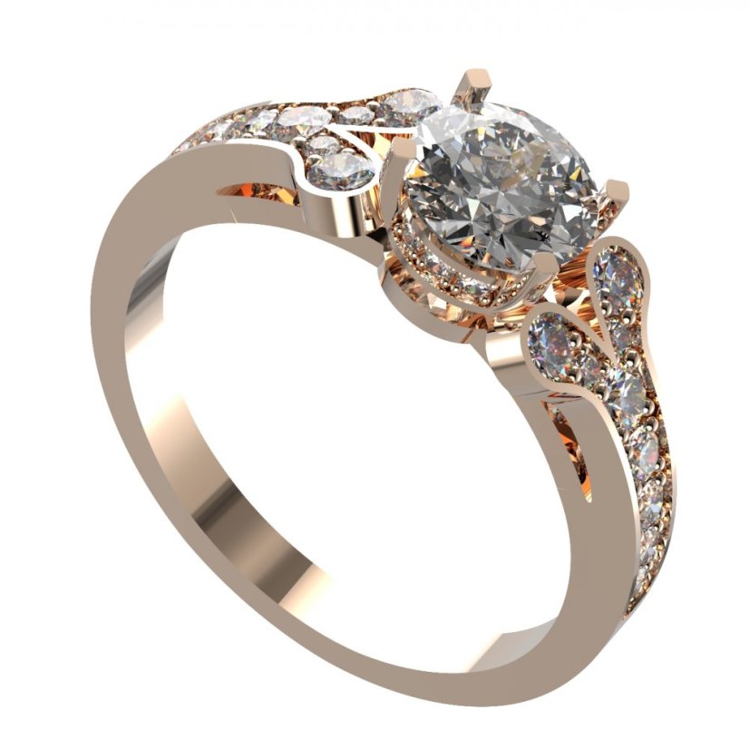 BG zlatý prstýnek s diamanty 639+ Růžové zlato 585 (30-90dní) Diamant lab-grown