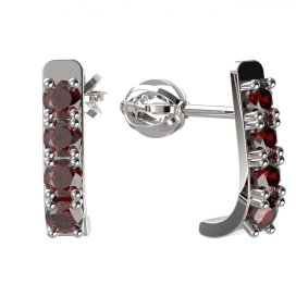 BG náušnice s českým granátem  96 Bílé zlato - 585 Granát