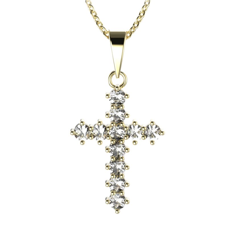 BeKid dětský přívěšek křížek 258 Žluté zlato - 585 Diamant