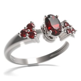 BG prsten s oválným kamenem 477-U Stříbro 925 - rhodium Granát