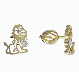 BeKid dětské náušnice lev 1191 Žluté zlato - 585 Diamant