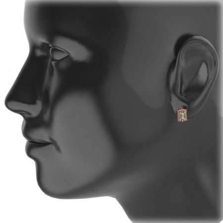 BG earring  rectangle -  431 - Metal: Silver 925 - rhodium, Stone: Garnet