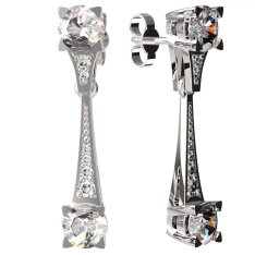 BG zlaté náušnice 985 Bílé zlato - 585 Bílý kubický zirkon