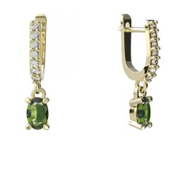 BG náušnice přírodní broušený granát   710: Stříbro 925 - pozlacené Vltavín a  kubický zirkon