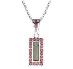 BG přívěs čtvercový 837-1 Stříbro 925 - rhodium Vltavín a granát