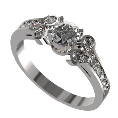 BG zlatý prstýnek 639 Bílé zlato - 585 Bílý kubický zirkon