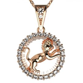 BG zlatý diamantový přívěšek Lev 045 Růžové zlato 585 (30-90dní) Diamant lab-grown