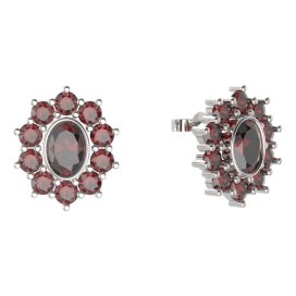 BG náušnice ovál -  018 Stříbro 925 - rhodium Granát